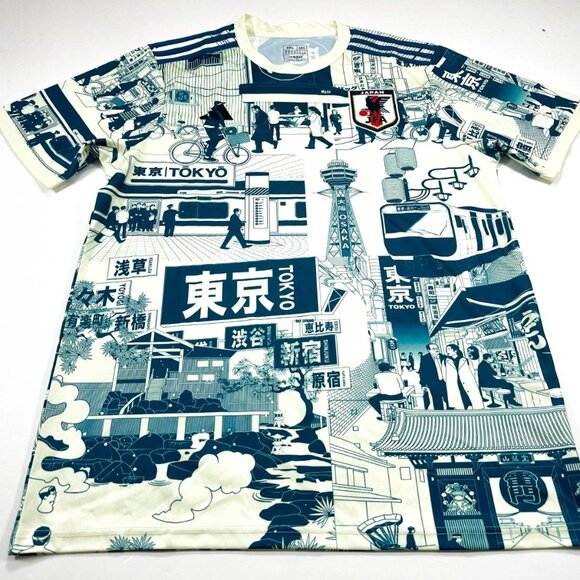 Adidas Japan JFA Tokyo Graphic Jersey 2XL Soccer Shirt 2023 Cityscape Slim Fit - Picture 2 of 8